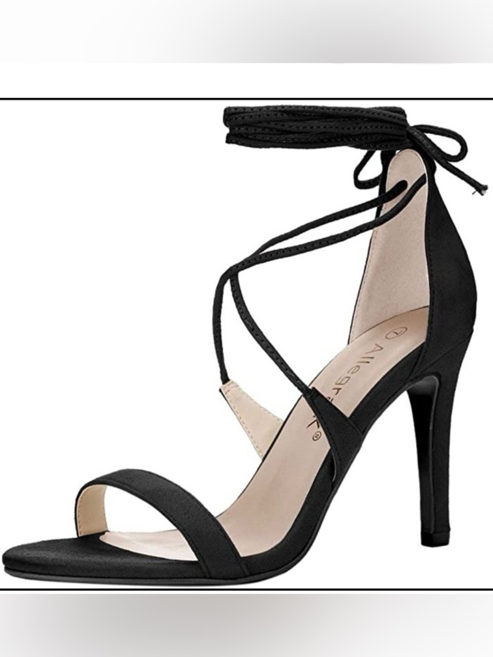 Allegra K Black Lace-Up Ankle Strap High Heels